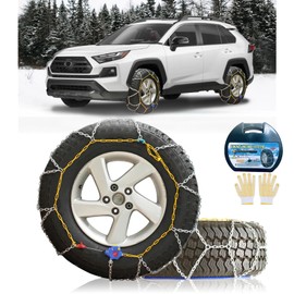 ​​NEOCHIAEVO Auto Tightening Snow Chains Tire Chains, 1-Minute Quick Install, Universal Fit for Car/SUV/Pickup Truck, Multi-Weather Emergency Traction, Set of 2 - HKN120