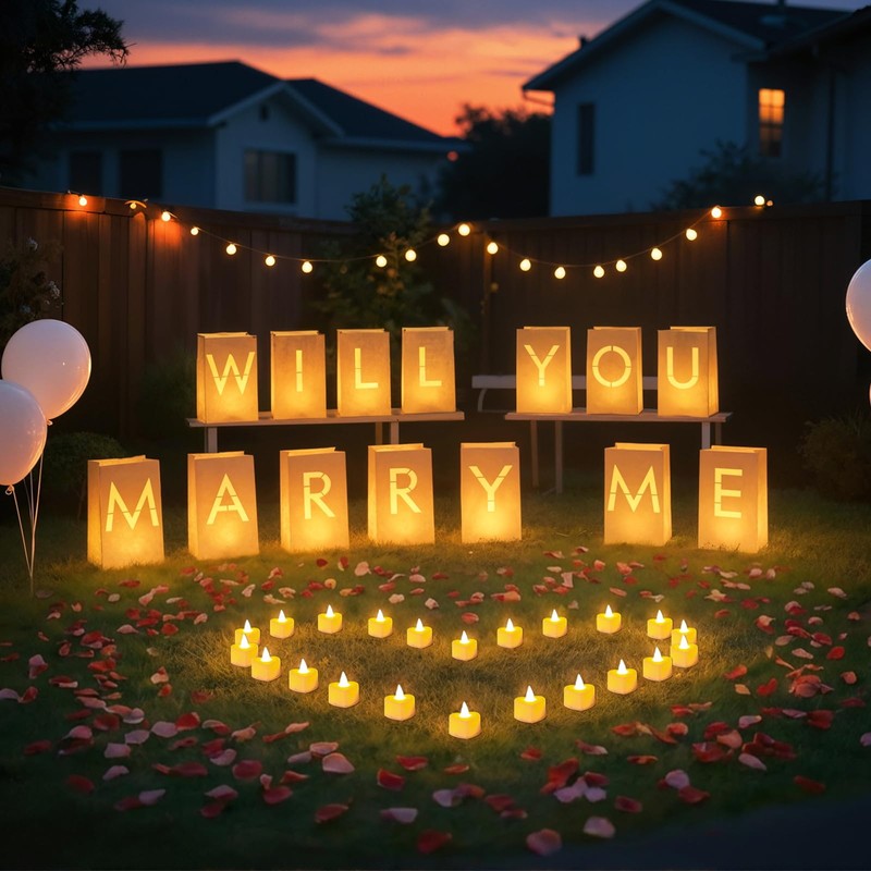 ARIKJ Will You Marry Me Light Up Letters Luminary Bags,
