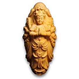 VICHE CATT Good Luck Wood Carved Thousand Hand Kwanyin Benefit Lanyard Spalt Horseshoe Root Key Chain