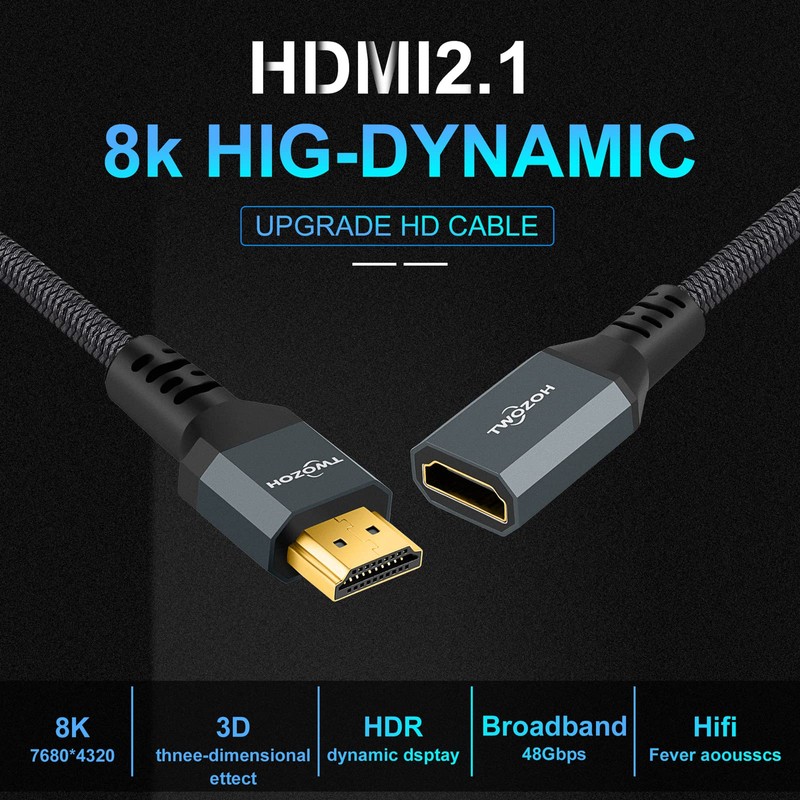 Twozoh Cable de extensión HDMI de 8K 1.5M, Cable HDMI