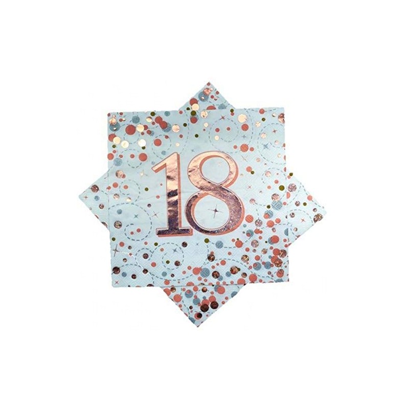 Oaktree Sparkling Fizz 18th Rose Gold 33cm x 33cm 3-ply