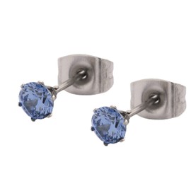 Surgical Stainless Steel Earrings, 0.2 inch (4 mm), 1 Pair of Crystal, Men and Women, Cubic Zirconia