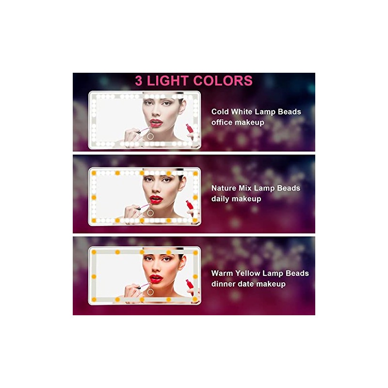 2 Pack Car Mirror Vanity for Sun Visor with Light,