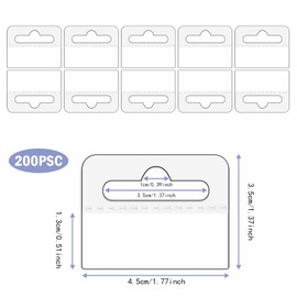200 Pcs Clear Sticky Hang Tabs, Slot Hole Plastic Folding Hang Tags Self Adhesive Hanging Tab for Store Retail Display Small Items in Business Shops Pegboard Hang Tabs Hangers