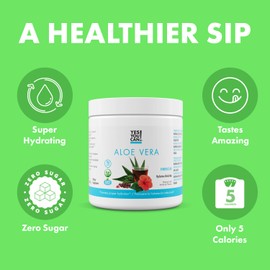 Yes You Can! Organic Aloe Vera Powder Drink Mix - Hydration Booster Infused with Pure Aloe Juice - Delicious Flavors - Made in USA - Antioxidant Rich - Hibiscus Flavor - 40 Servings