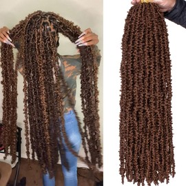 ZRQ Butterfly Locs Crochet Hair 2 Packs 30 Inch Long Crochet Hair Pre Looped Brown Butterfly Locs Crochet Braids Hair Extension Most Natural Pre-twisted #30