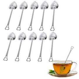 10pcs Tea Strainer, Tea Infuser for Loose Tea, Stainless Steel Tea Diffusers Long Grip Heart Tea Filters for Lose Tea Leaf Tea Steeper for Single Cup