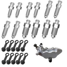 Pack of 10 Hollow Bolts Bleeding Bolts, Brake Caliper Bleeding Screw with Cap for Motorcycle Master Cylinder and Caliper in M6 x 1 mm, M7 x 1 mm, M8 x 1.25 mm, M10 x 1 mm, M10 x 1.25 mm