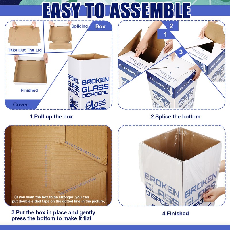 Resurhang 6 Sets Cardboard Broken Glass Disposal Box Floor Model