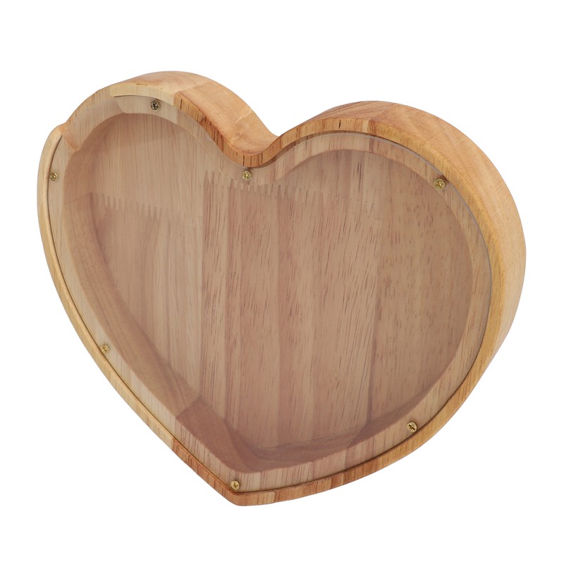 Heart Shaped Storage Box Transparent Acrylic Panel Wooden Display Case