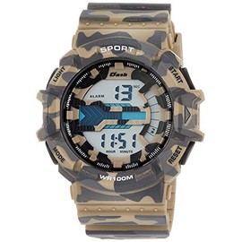 Arias ADWW18093-03 Men's Digital Dash Military Waterproof Wristwatch, Multi-functional, Backlight, Urethane Strap, Beige, beige, Watch Stopwatch, Digital, Camo
