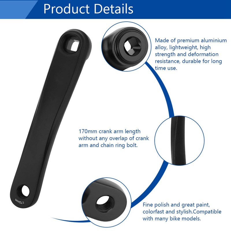 Alomejor Bike crank arm,170mm aluminum alloy single speed crankset left
