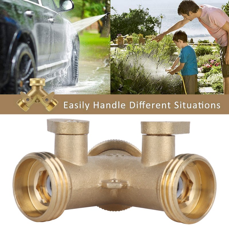 Garden Hose Splitter 2Way AllBrass Heavy Duty Simple Operation Outlet