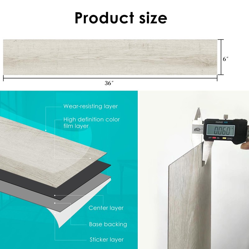 MULGREAT Peel and Stick Floor Tile, Self-Adhesive Vinyl Flooring Plank,