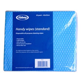 Abbey Pack of 50 Disposable J Cloths Non Woven Wipes – All Purpose Blue Cleaning Cloths – J Cloths to Clean Surfaces, Bathroom, Windows, Dish Cloths –Kitchen Cloth 42 x 35cm (Blue)