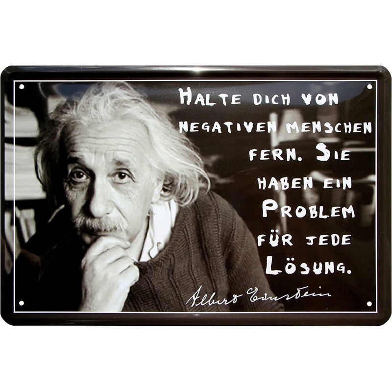 433 Tin Sign with German Text "Keep Dich von negatives