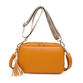 NICOLE & DORIS Crossbody Bag for Women Simple Shoulder Bag PU Leather Satchel Bag with Tassel Phone Bags Over Shoulder Bag Purse Handbags with 2 Straps Brown