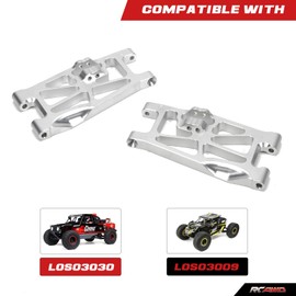 RCAWD Aluminum Front Suspension Arm Set LOS234011 for 1-10 Losi Hammer Rey Rock Rey Upgrade Parts (Silver)