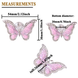 LLDYNW 4 pcs Butterfly Handle Creative Cabinet Drawer Wardrobe Dresser Zinc Alloy Knob Furniture Door Single Hole Handle Door Handle (Pink Butterfly)