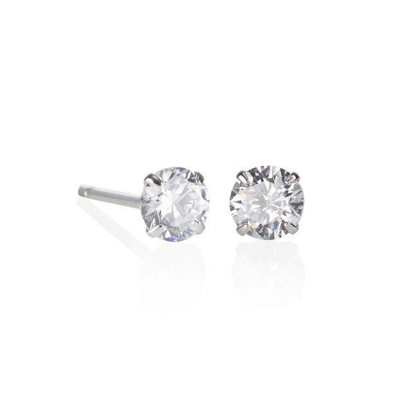 ZAVANA 4mm Small Solitaire Zirconia Silver Stud Earrings for Women.