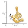 Solid 14k Yellow & White Two Tone Gold Peace Dove