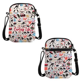 VAMSII Curling Inspired Gift Curling Life Crossbody Bag Curling Stone Lover Travel Bag Curling Stone Player Team Gift (Curling Life C)