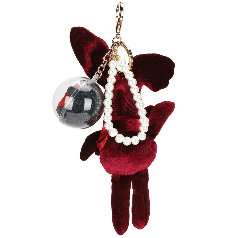 Cute Key Chain Fluffy Rabbit Simulation Flower Keyring Pendant Decor