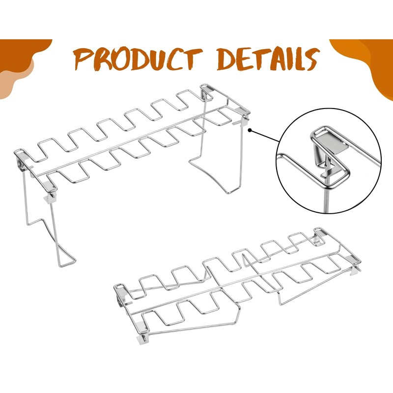 Victhur Chicken Leg Rack for Grill 2 Pack - 14