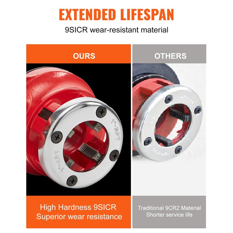 VEVOR Ratchet Pipe Threader Kit with 6 Dies, 1/4" NPT