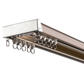 ZSHINE Curtain Rail Track Ceiling or Wall Mounting Heavy-Duty Curtain Rails for Living Room Bedroom Room Dividercolor: Champagne
