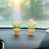 2 Pcs Cute Handcrafted Flower Car Ornament, Mini Crystal Beads