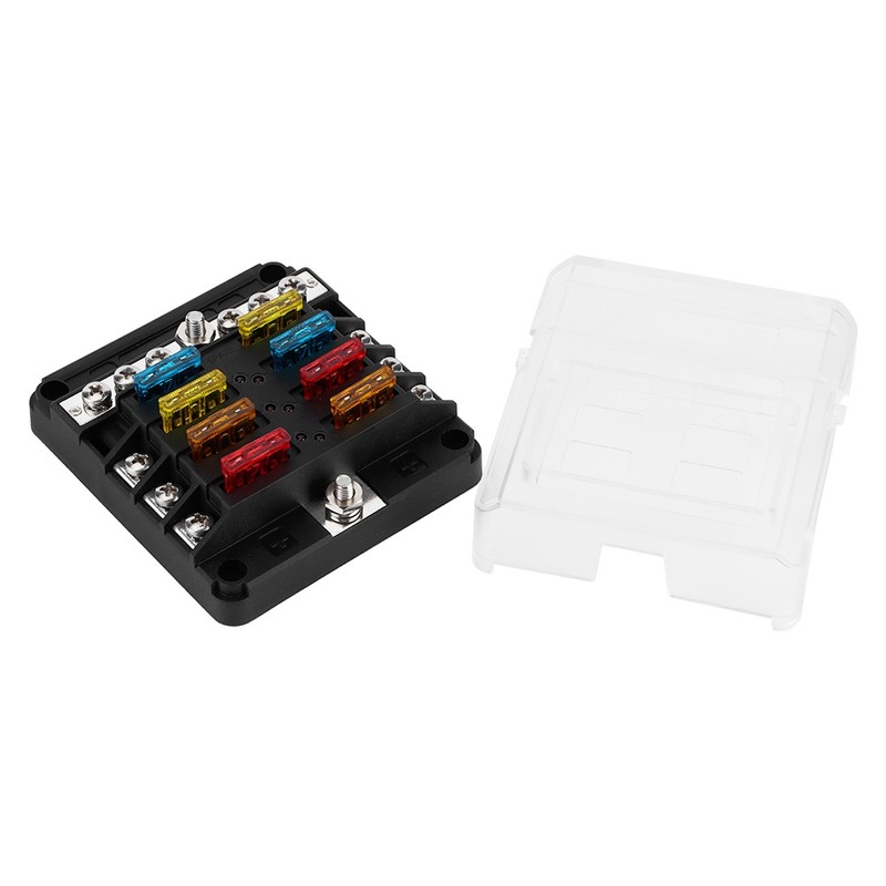 6-Way 12V-24V Car Power Distribution Blade Fuse Holder Box Terminal