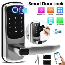 Unbranded Fingerprint Smart Front Door Lock W/ Handle Set WiFi Keyless APP Entry Deadbolt - D--Smart Door Lock (TTLock APP)
