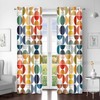 Colorful Abstract Curtains Geometric Circle, Mid Century Modern, 42x84in