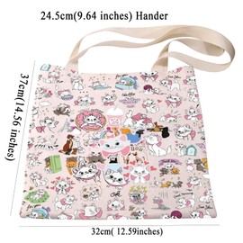 PXTIDY Marie Cat Tote Bag Marie Aristocats Cartoon Characters Bag Cartoon Movie Themed Tote Bag Magic Kingdom Cats Lover Gift(Beige2)