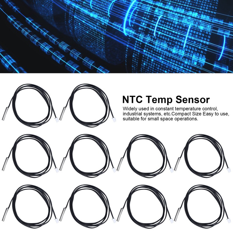 10Pcs Thermistor Sensor NTC Temp Temperature Probe 5x25mm Cylindrical Head