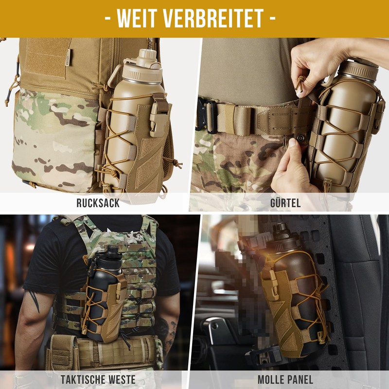 OneTigris Water Bottle Holder MOLLE Field Bottle Bag Carrier Extreme