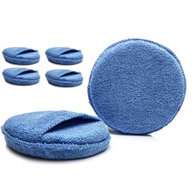 6 Pack Microfiber Wax Applicator Pads, Car Wax Applicator with Finger Pocket, Polishing and Detailing Polishing Foam Pads for Car Cleaning and Detail Polishing,Foam applicator pad (5 Inch Blue)