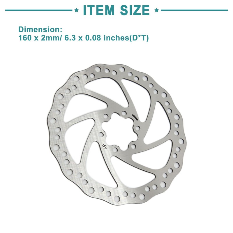 ACROPIX Bicycle Disc Brake Rotor Stainless Steel 160mm Diameter Silver