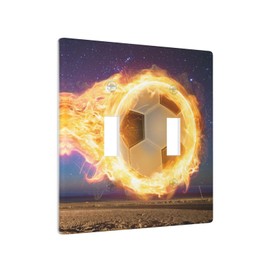 Soccer Ball Football Double Light Switch Cover Plates Decorative 2 Gang Wall Plate Double Toggle Lightswitch Cover