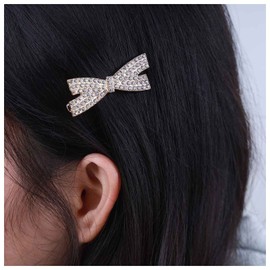 Inilbran Vintage Crystal Bow Hair Clip Barrette Gold Rhinestone Wedding Hair Barrettes Shiny Crystal Hairpin Barrette Sparkly Cz Hair Pins Hairclip Decorative Crystal Wedding Headpieces for women