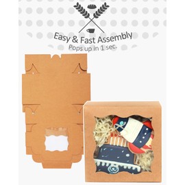 qiqee qiqee Bakery Box with Window 4*4*2.5inch/100Packs Brown Macaron Boxes Small Donut Pastry Boxes for Party Mini Cookie Boxes(5 Diferent Gift Include)