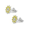 Yellow Daisy Flower Earrings with Crystal Stones - 925 Sterling