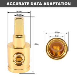 4/0 Gauge Wire Reducer 2pcs Power-Cable Terminals Amp Input Wire Reducer Adapter Brass Nickel Plated for Boat Car RV