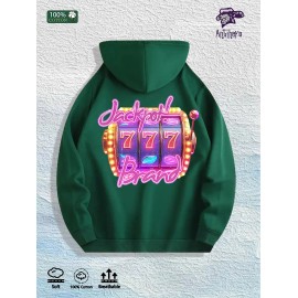 Jackpot! 777 Brand Casino Graphic Hood Hoodie 100% Cotton US Warehouse 7 ColorsColor: Army Green, Size: M