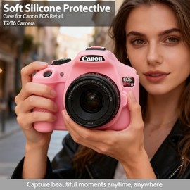 Funda para Cámara Canon EOS Rebel T7 Rebel T6, Funda Protectora de Cámara de Goma de Silicona Suave, Accesorios de Cubierta, Ligera, Antiarañazos con 