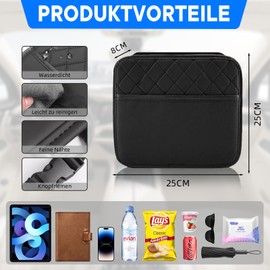 HYZCXPL 2PCS Autositz Organizer, Auto Organizer RüCksitz, Auto Organizer Beifahrersitz, Aufbewahrungstasche füR Autositz, Schwarz, Mit Sonnenblenden-Aufbewahrungsbox