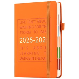 2025-2026 Diary A5 Page a Day from July 2025 to June 2026,Full Year Daily Planner with Colorful Monthly Tabs,Hardcover Academic Diary 2025-2026 with Inner Pocket,Bookmark (Orange)