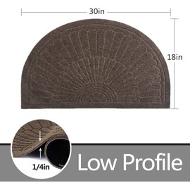 Linfevisi Brown Half Circle Door Mat Indoor Entrance Welcome Mats for Front Door Small Half Round Doormat Outdoor Rubber Back Half Moon Entryway Mats Non Slip Rug for Entry Patio 18x30 Inch 2 Pack