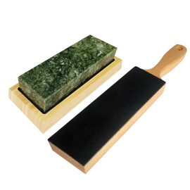 Large Size Polishing Sharpening Stone,Grit 10000# Knife Sharpener Whetstone Final Fine Polishing Natural Green Honing Oilstone for Knives Tools (SET-C)